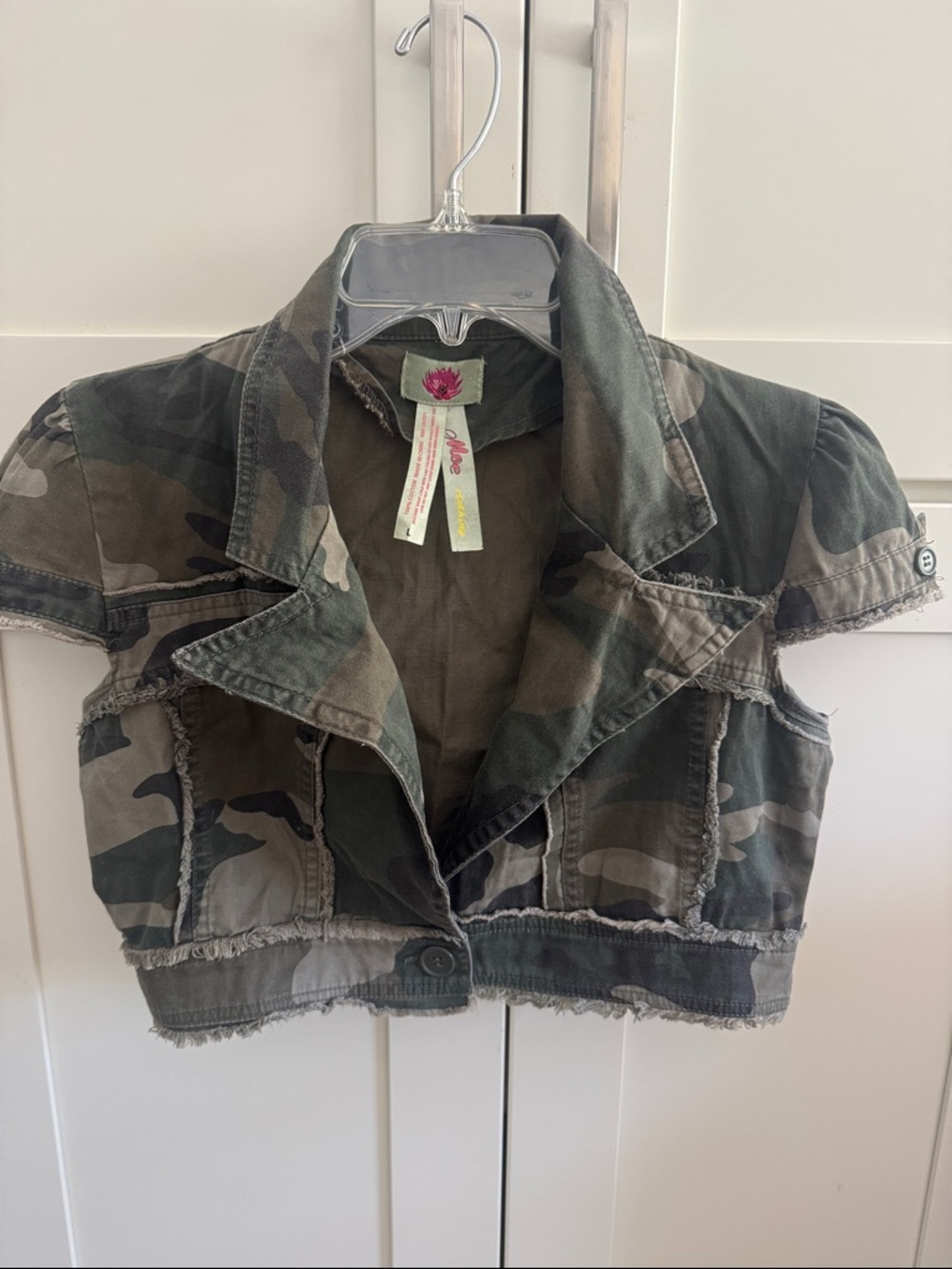 Camo Crop Jacket for Kids - Short Sleeve Military Print